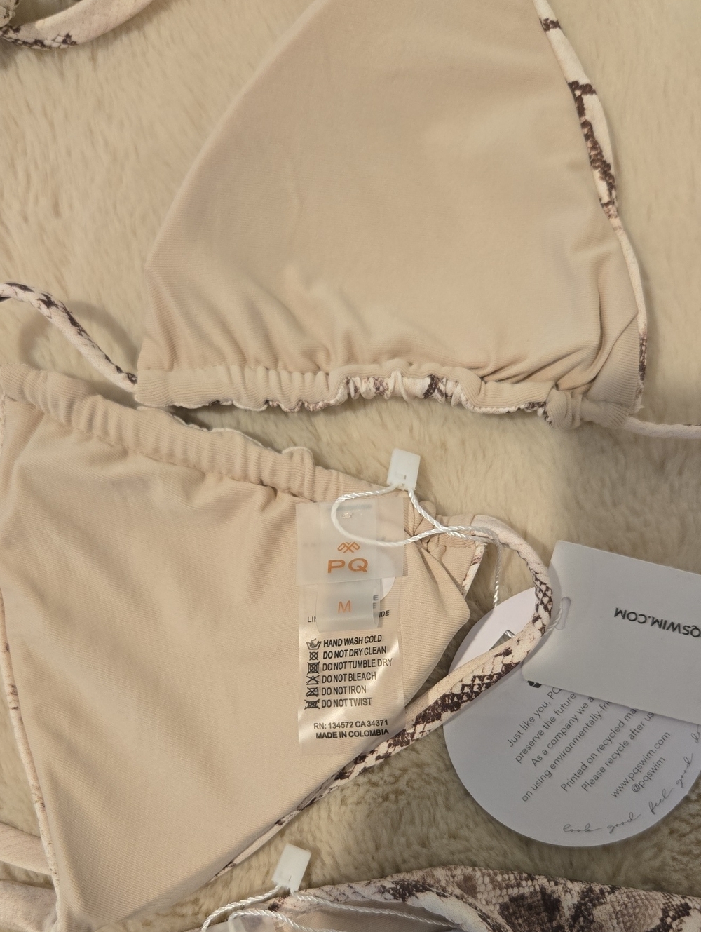 PQ Swim Python Paige Triangle Top/ Python Sarah Bottom Bikini Set - Picture 6 of 6